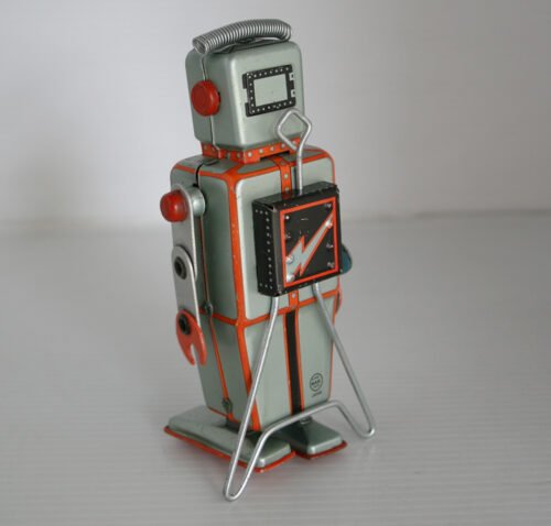 LineMar Toys Japan 50’s Easel Back Robot Wind Up 6 inches (15.25 cm) original tin toy robot - Image 4