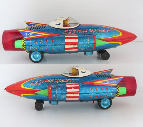 Yoshiya KO Japan 60’s S.S.Space Rocket S-301 Battery Operated 14 inches (35.5 cm) original tin toy Space Ship - Image 7