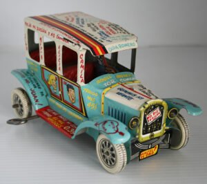 Plasti Marx, Marx México 60’s Tin Blue Jalopy Wind Up 7 inches (18 cm) original tin toy car