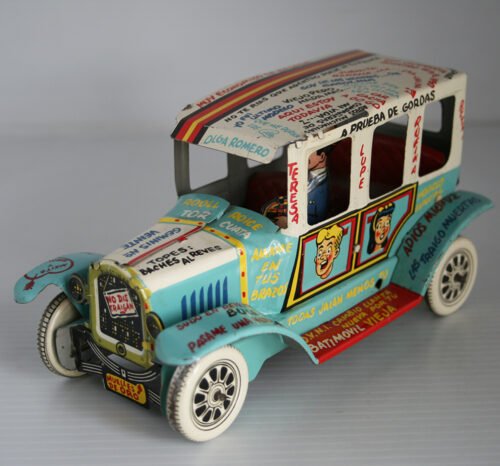 Plasti Marx, Marx México 60’s Tin Blue Jalopy Wind Up 7 inches (18 cm) original tin toy car - Image 3