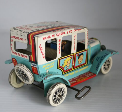 Plasti Marx, Marx México 60’s Tin Blue Jalopy Wind Up 7 inches (18 cm) original tin toy car - Image 5