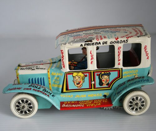 Plasti Marx, Marx México 60’s Tin Blue Jalopy Wind Up 7 inches (18 cm) original tin toy car - Image 8