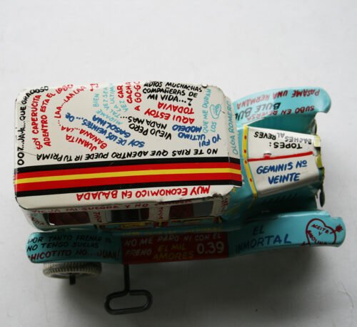 Plasti Marx, Marx México 60’s Tin Blue Jalopy Wind Up 7 inches (18 cm) original tin toy car - Image 10