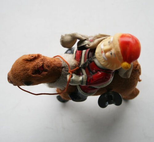 Frankonia Japan 50’s Santa on Reindeer Wind Up 5 inches (13 cm) original tin toy - Image 9