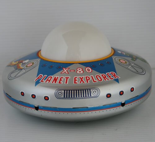 Masudaya MT Japan 60’s Planet Explorer X-80 in Box Battery Operated 8 inches (20 cm) original tin toy space ship - Image 3