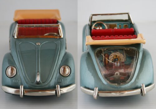 Nomura Showa Japan 60’s Volkswagen Beetle Convertible Lited Piston Action Battery Operated 10 inches (25.5 cm) original tin toy car - Image 6