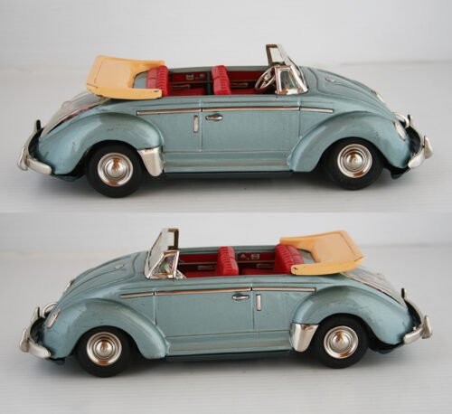 Nomura Showa Japan 60’s Volkswagen Beetle Convertible Lited Piston Action Battery Operated 10 inches (25.5 cm) original tin toy car - Image 7