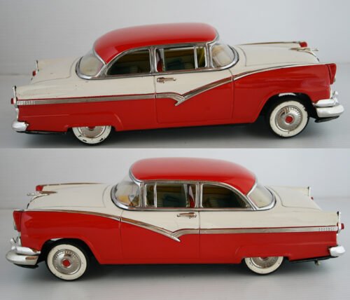 Marusan Kosuge Japan 50’s Ford Fairlane Club 1956 in Repro Box Battery Operated 13 inches (33 cm) original tin toy car - Image 7