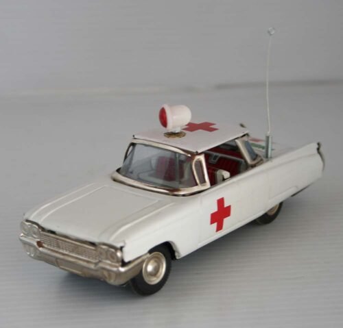 Ichiko Japan 60’s GM Cadillac Ambulance in Box Friction 6.25 inches (16 cm) original tin toy car - Image 4
