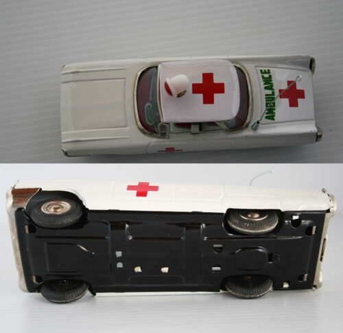 Ichiko Japan 60’s GM Cadillac Ambulance in Box Friction 6.25 inches (16 cm) original tin toy car - Image 9