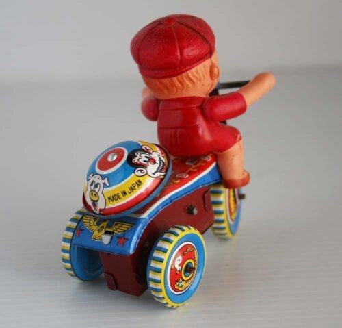 Unknown Brand Japan 50’s Celluloid Doll on Tricycle Windup 4 inches (10 cm) original tin toy - Image 4
