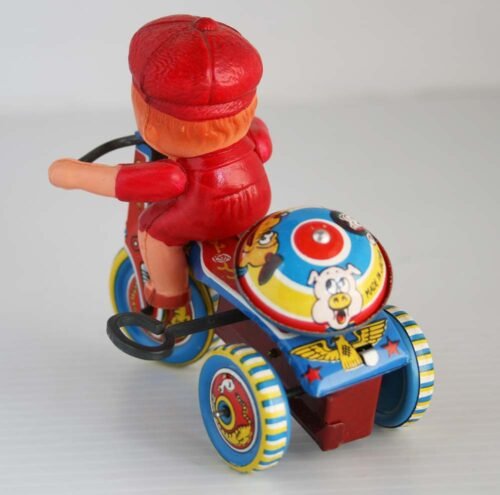 Unknown Brand Japan 50’s Celluloid Doll on Tricycle Windup 4 inches (10 cm) original tin toy - Image 5