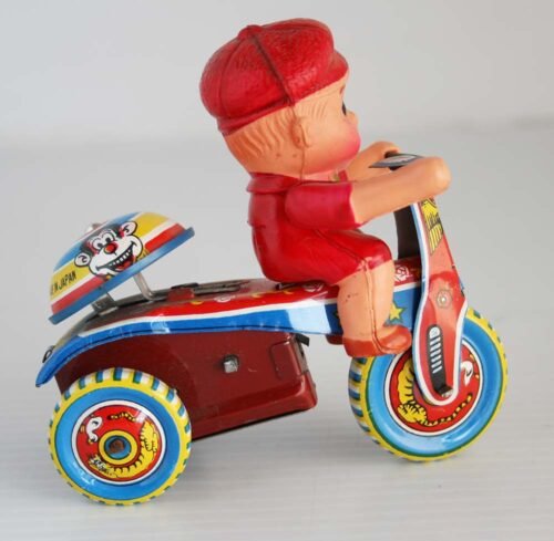 Unknown Brand Japan 50’s Celluloid Doll on Tricycle Windup 4 inches (10 cm) original tin toy - Image 7