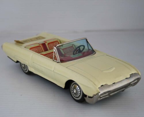 Bandai Japan 60’s Ford Thunderbird Cabrio-Convertible “U-Turn” in Box Friction 8.5 inches (21.5 cm) original tin toy car - Image 3