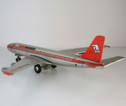 Lemy Poliumex TippCo. Mexico 60’s Jet AEROMEXICO DC8 in Box Friction 15 Inches (38 cm) original tin toy jet - Image 5