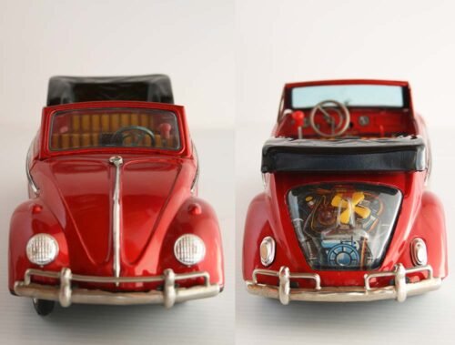 Bandai Japan 60’s Volkswagen Convertible Gear Shift Car in Box Battery Operated 10.5 inches (27 cm) original tin toy car - Image 7