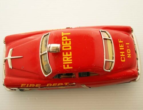 Marusan Kosuge Japan 50’s Ford 1952 Fire Dept Chief Nº1 Battery Operated 10.25 inches (26 cm) original tin toy car - Image 8