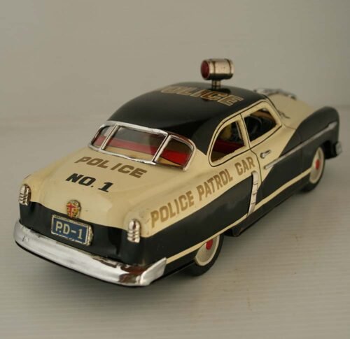 Marusan Kosuge Japan 50’s Ford 1952 Police Patrol Car Nº1 Battery Operated 10.25 inches (26 cm) original tin toy car - Image 5