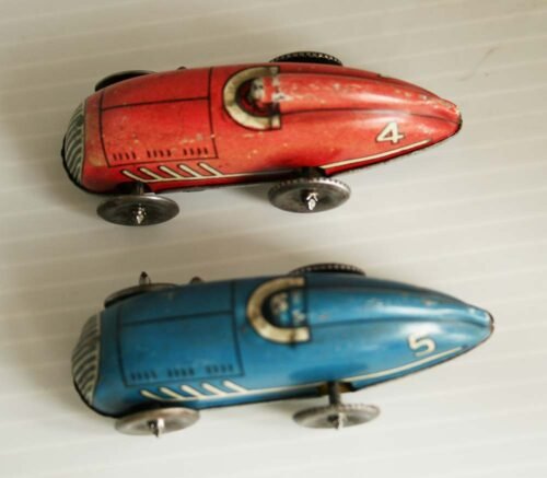 Automatic Toy Co. USA 50’s Auto Speedway Two Race Cars windup 2.75 inches (7 cm) original tin toy race car - Image 9