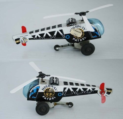 Unknown Brand Japan 60’s Police Highway Patrol Helicopter Friction 5.25 inches (13 cm) original tin toy - Image 6