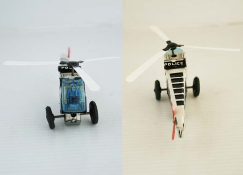 Unknown Brand Japan 60’s Police Highway Patrol Helicopter Friction 5.25 inches (13 cm) original tin toy - Image 7