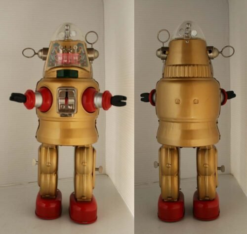 Osaka Tin Toy Institute Japan 90’s Mechanized Robot in Box Battery Operated 13 inches (33 cm) original tin toy robot - Image 8
