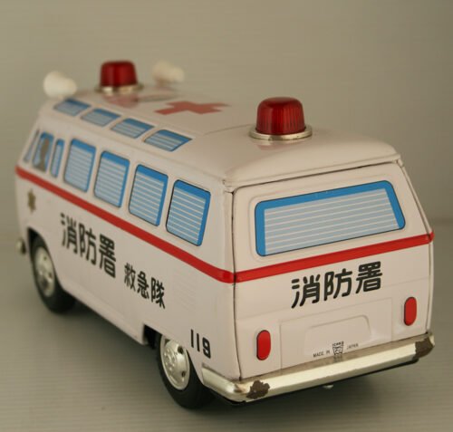 Ichiko Japan 60’s Volkswagen Ambulance 119 in Box, Friction 10.25 inches (26 cm) original tin toy car - Image 5