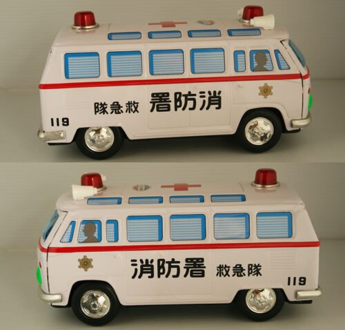Ichiko Japan 60’s Volkswagen Ambulance 119 in Box, Friction 10.25 inches (26 cm) original tin toy car - Image 8