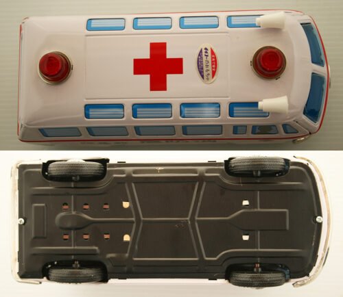 Ichiko Japan 60’s Volkswagen Ambulance 119 in Box, Friction 10.25 inches (26 cm) original tin toy car - Image 9