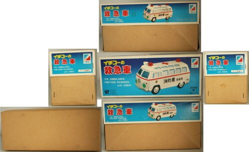 Ichiko Japan 60’s Volkswagen Ambulance 119 in Box, Friction 10.25 inches (26 cm) original tin toy car - Image 10