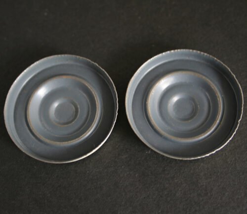 Yanoman Japan 60’s Volkswagen 1600 TL, Two Tin Hubcaps, original tin toy parts - Image 3