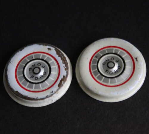 5YachioTPCFordFairlaneTwoFrontTinHubcaps