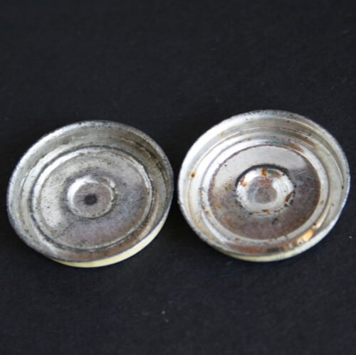 Nomura Japan 50’s Ford Fairlane 1958, Two Tin Hubcaps, original tin toy parts - Image 3
