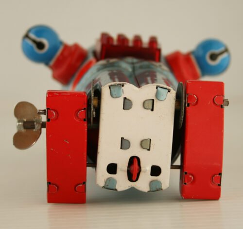 Noguchi N Japan 60’s Mechanical Sparking W Robot Wind Up 6.25 inches (16cm) original tin toy robot - Image 11