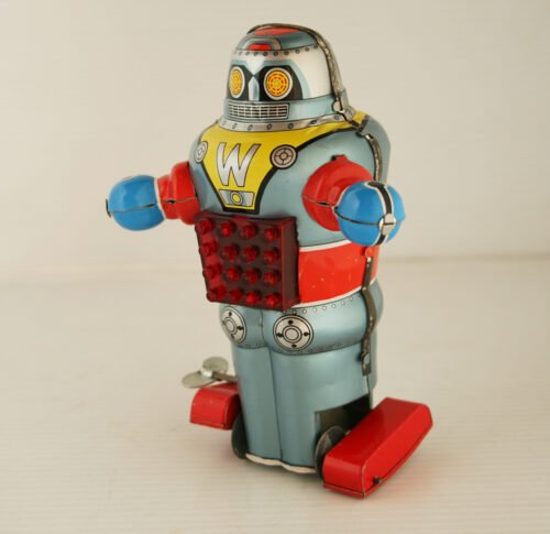 Noguchi N Japan 60’s Mechanical Sparking W Robot Wind Up 6.25 inches (16cm) original tin toy robot - Image 3
