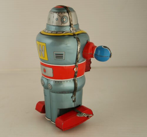 Noguchi N Japan 60’s Mechanical Sparking W Robot Wind Up 6.25 inches (16cm) original tin toy robot - Image 5