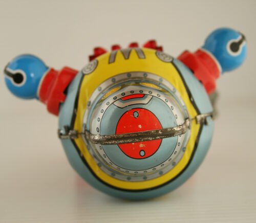 Noguchi N Japan 60’s Mechanical Sparking W Robot Wind Up 6.25 inches (16cm) original tin toy robot - Image 10