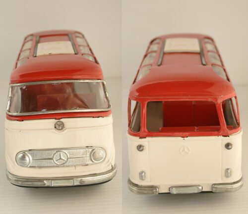 Tonka México, Trujillo, Bandai 60’s Mercedes Benz Micro-Bus Friction 11 inches (28 cm) original tin toy car - Image 6