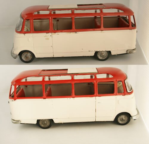 Tonka México, Trujillo, Bandai 60’s Mercedes Benz Micro-Bus Friction 11 inches (28 cm) original tin toy car - Image 7