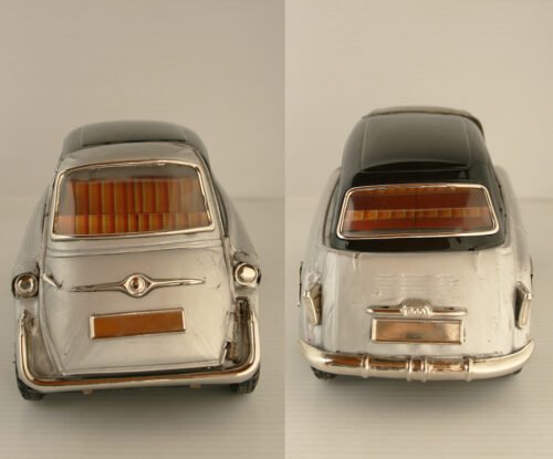 Tonka México, Trujillo, Bandai 50’s BMW Isetta 600 Friction 8.75 inches (22 cm) original tin toy car - Image 6