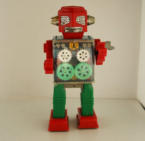 Horikawa S.H Japan 60’s Engine Gear Robot in Box Wind Up 9 inches (23 cm) original tin toy Space Robot - Image 5
