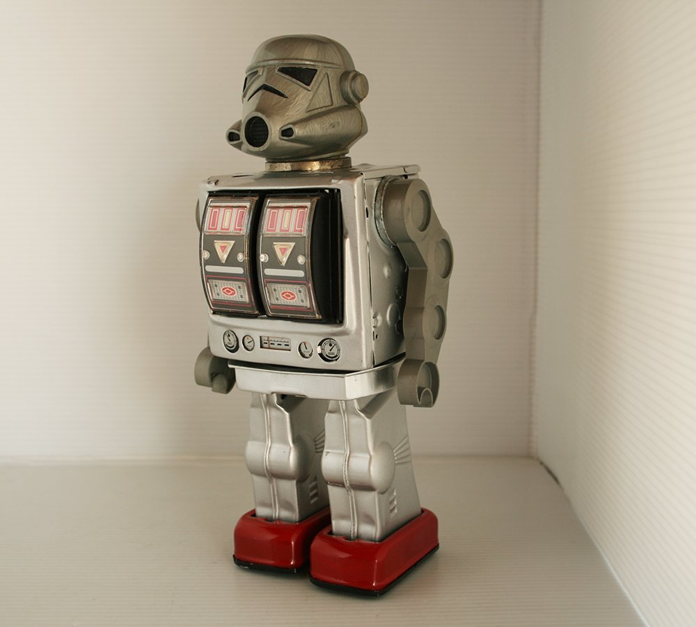 Star Wars 90’s Stormtrooper Robot Battery Operated 11.75 inches (29.5 cm) original hybrid tin toy space robot - Image 3