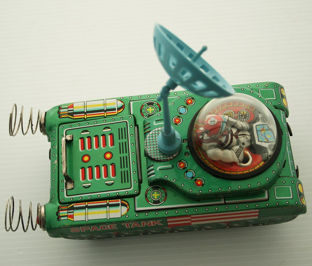 Masudaya MT Japan 60’s Space Tank Battery Operated 8.50 inches (22 cm) original tin space toy - Image 9